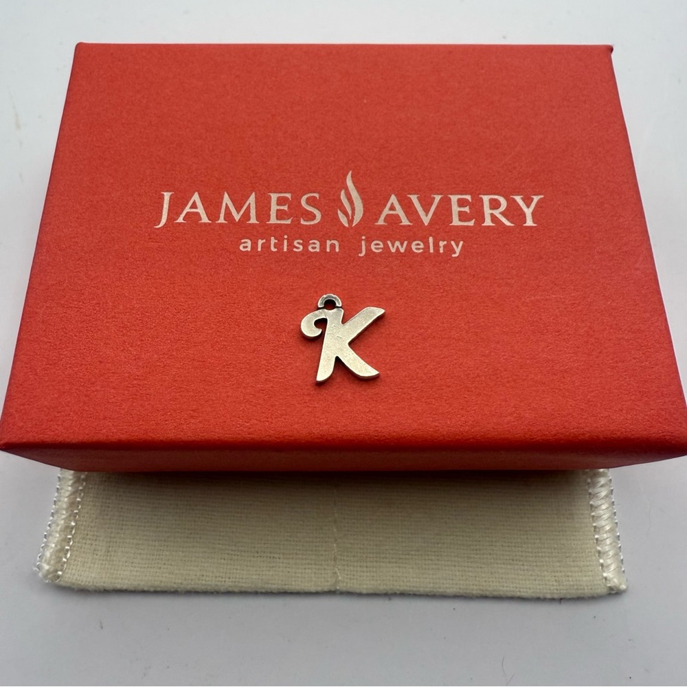 James Avery Small Script Initial Charm (K) .925 Sterling Silver w/ Box - Picture 5 of 7